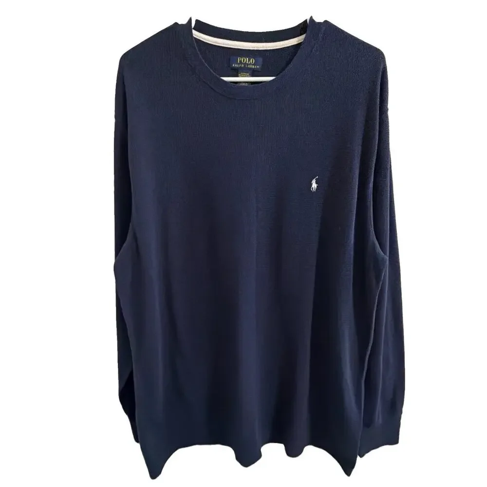 Polo Ralph Lauren Thermal Shirt Men’s XL Navy Waffle Knit Long Sleeve Sleepwear